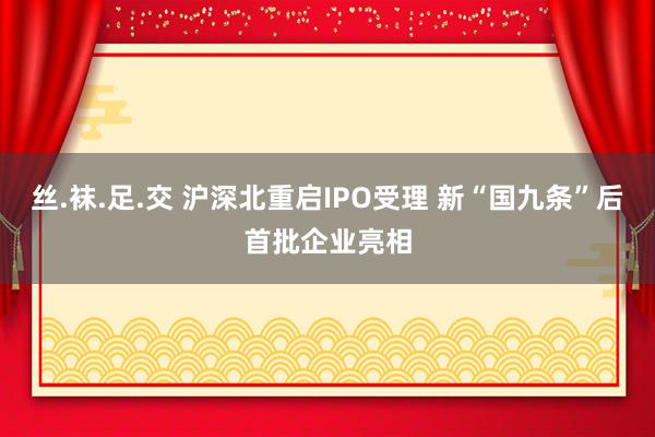 丝.袜.足.交 沪深北重启IPO受理 新“国九条”后首批企业亮相